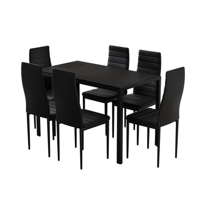 Manhattan Yarra | Black and White PVC 6 Seater Wooden Dining Table Set
| Black