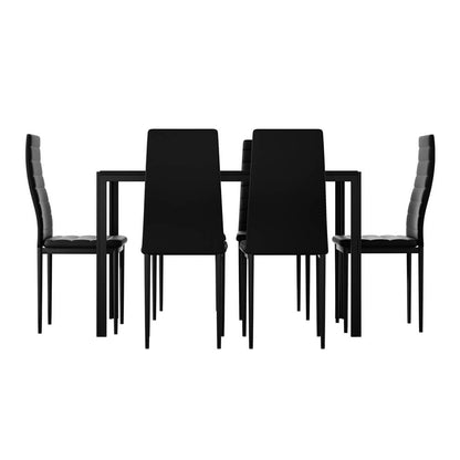 Manhattan Yarra | Black and White PVC 6 Seater Wooden Dining Table Set
| Black