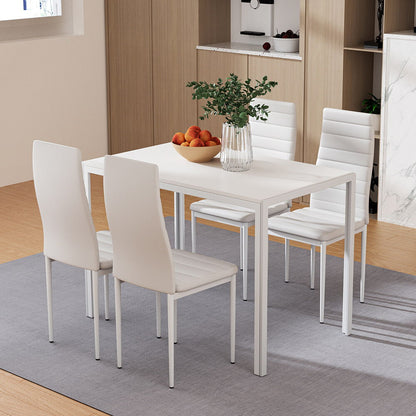 Manhattan Yarra | Black and White PVC 4 Seater Wooden Dining Table Set | White