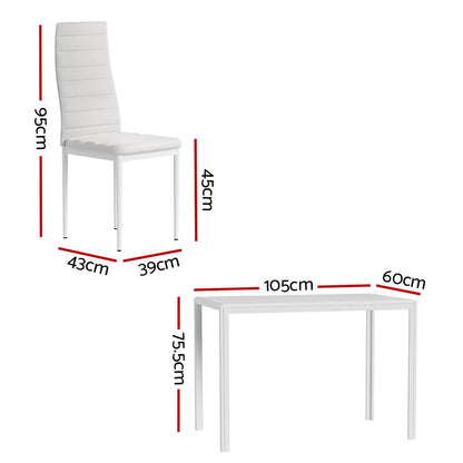 Manhattan Yarra | Black and White PVC 4 Seater Wooden Dining Table Set | White