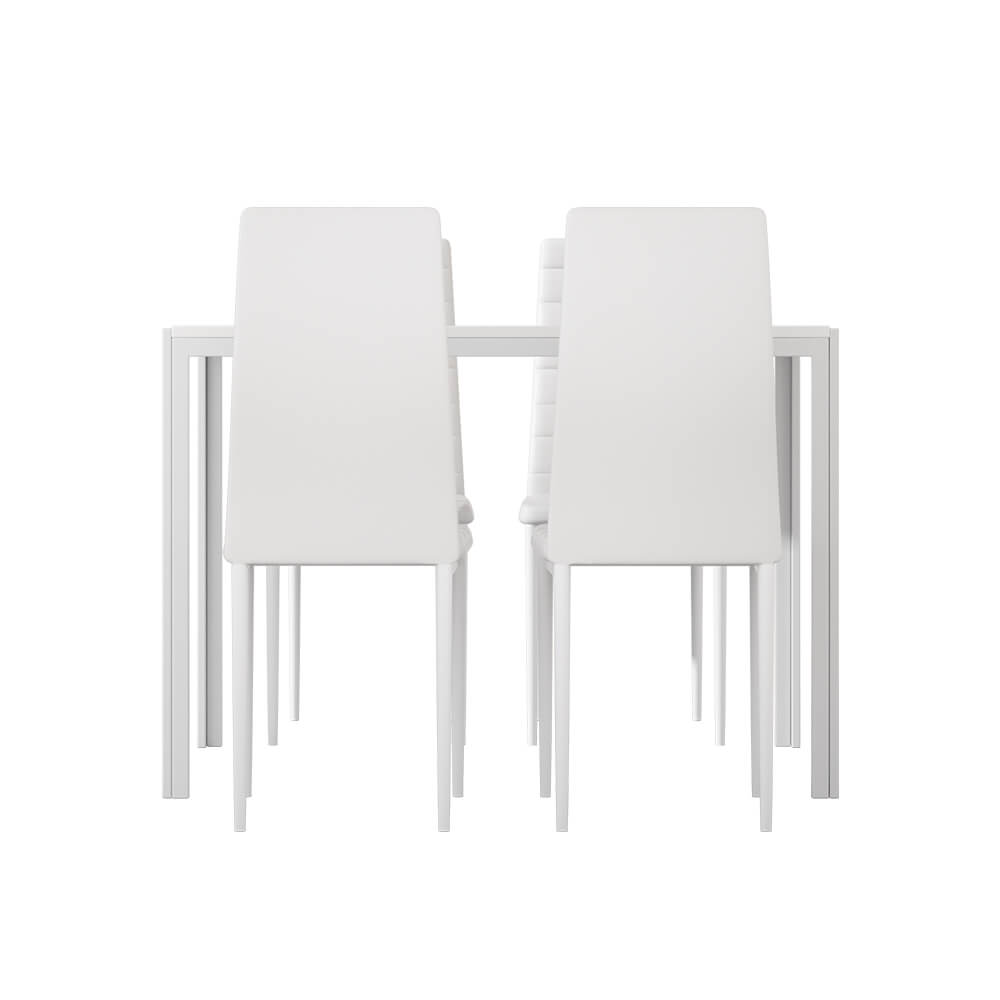 Manhattan Yarra | Black and White PVC 4 Seater Wooden Dining Table Set | White