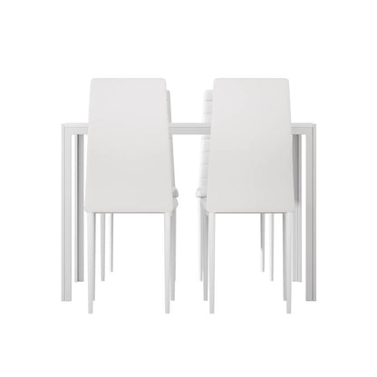 Manhattan Yarra | Black and White PVC 4 Seater Wooden Dining Table Set | White