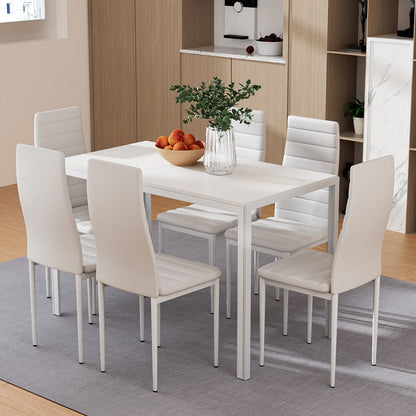 Manhattan Yarra | Black and White PVC 6 Seater Wooden Dining Table Set
| White