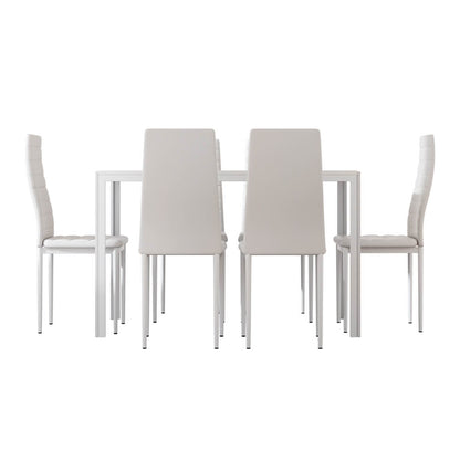 Manhattan Yarra | Black and White PVC 6 Seater Wooden Dining Table Set
| White