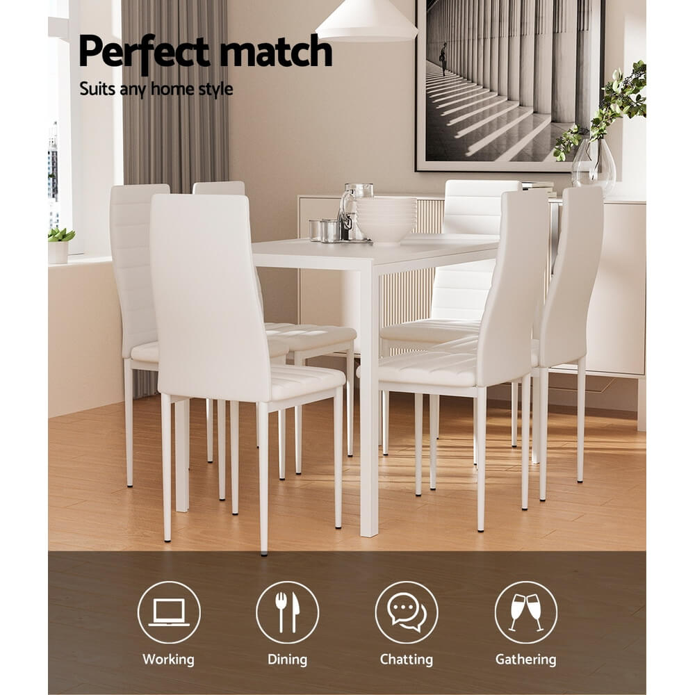 Manhattan Yarra | Black and White PVC 6 Seater Wooden Dining Table Set
| White