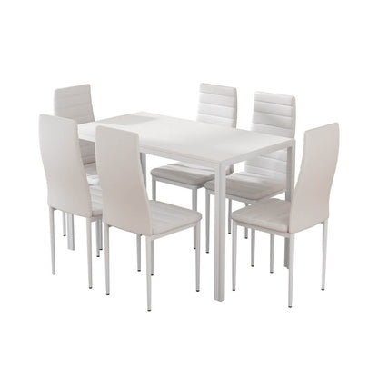 Manhattan Yarra | Black and White PVC 6 Seater Wooden Dining Table Set
| White