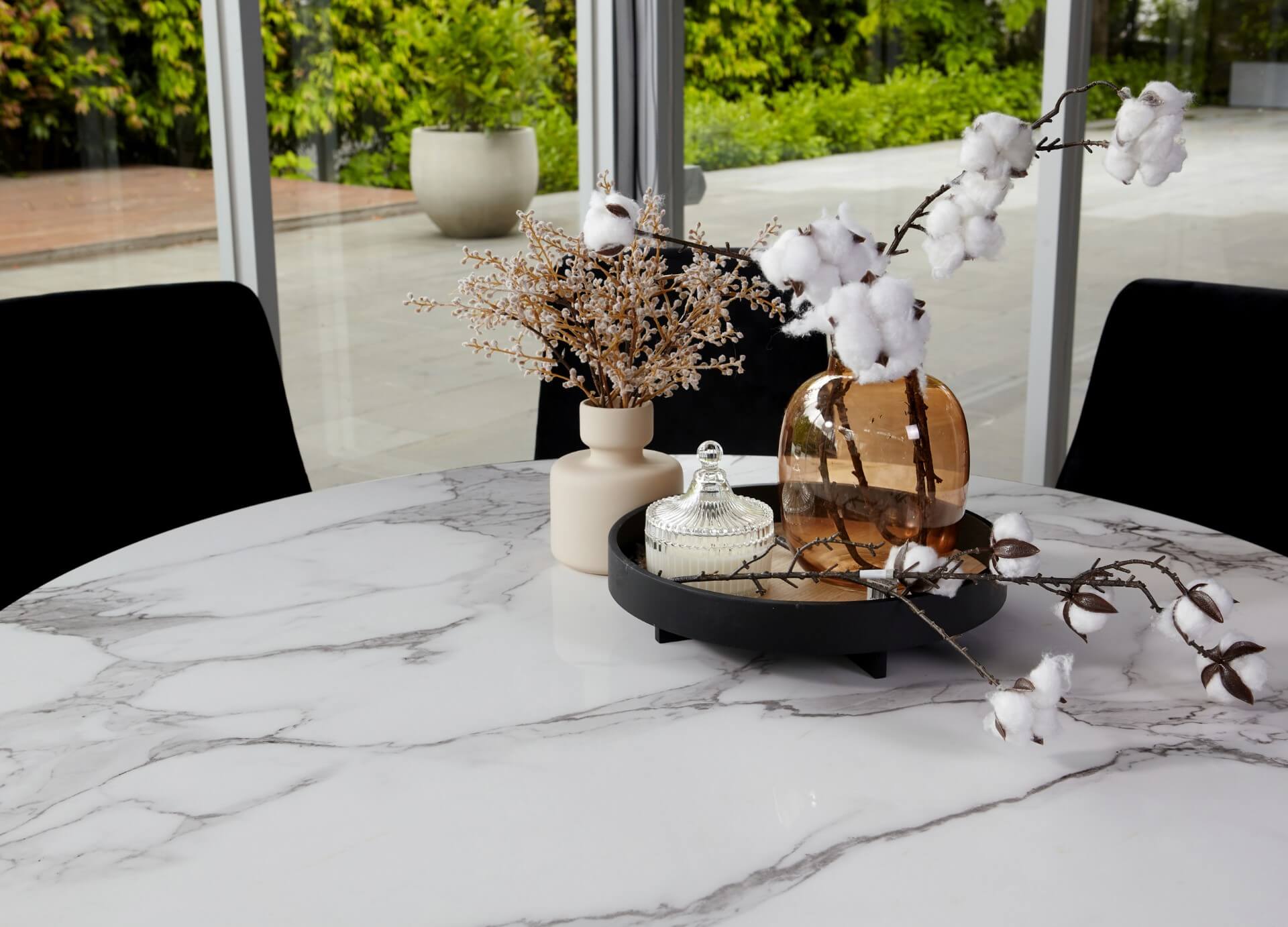 Mansfield | Marble Effect Modern Tulip Design Round Dining Table