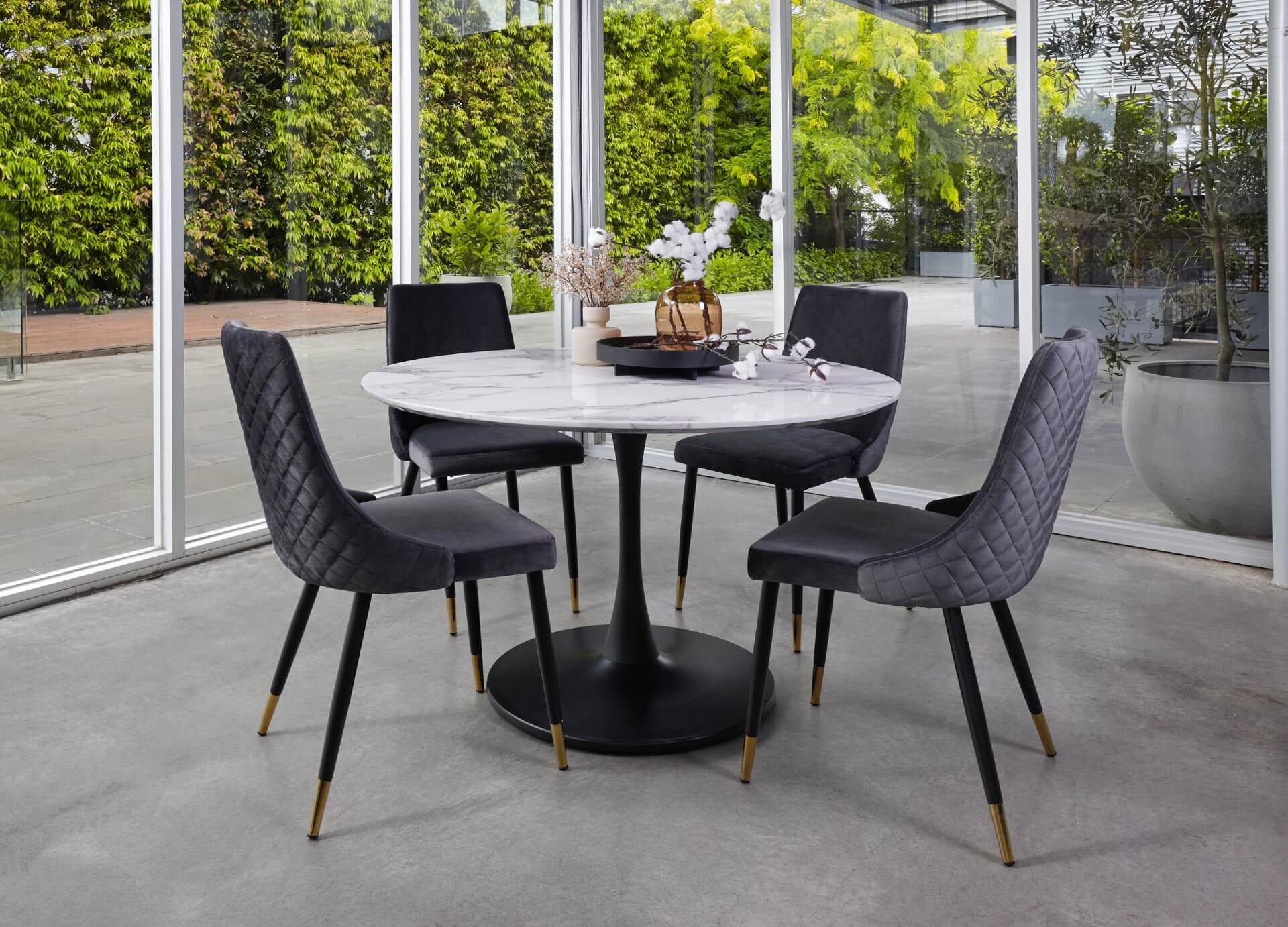 Mansfield | Marble Effect Modern Tulip Design Round Dining Table