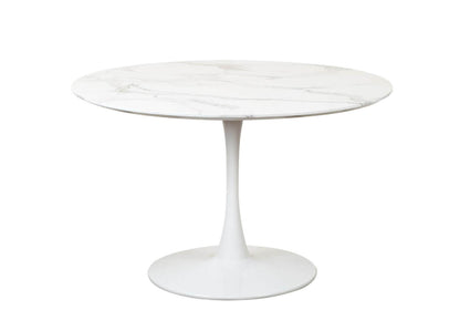 Mansfield | Marble Effect Modern Tulip Design Round Dining Table | White