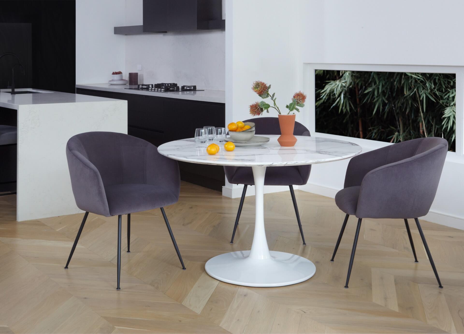 Mansfield | Marble Effect Modern Tulip Design Round Dining Table