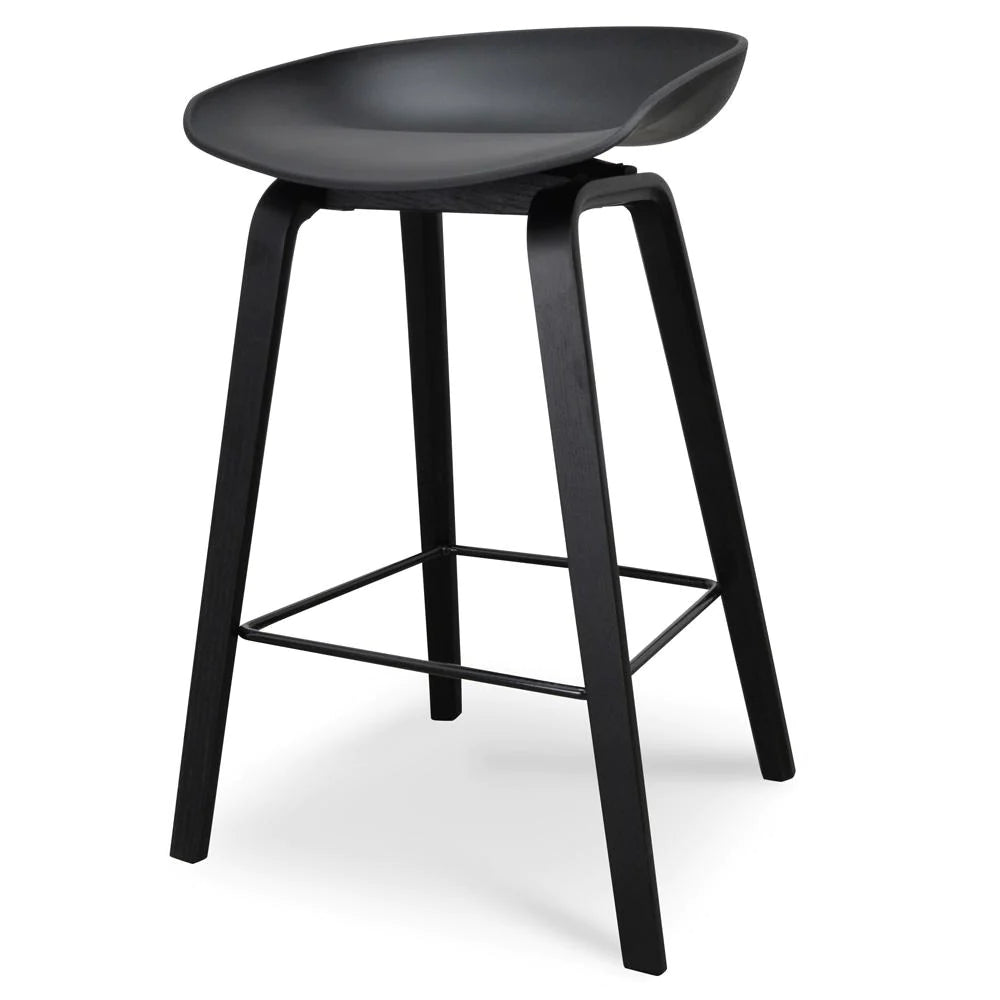 Marbella | Contemporary Coastal Wooden Bar Stool | Black