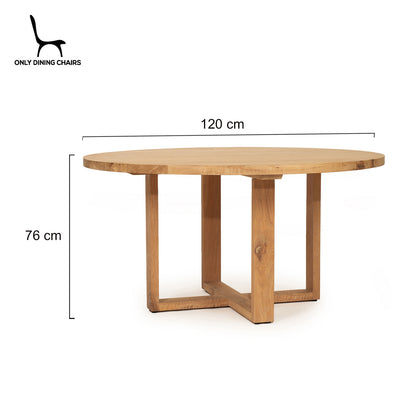 Marina | 1.2m Coastal Natural Wooden Round Dining Table