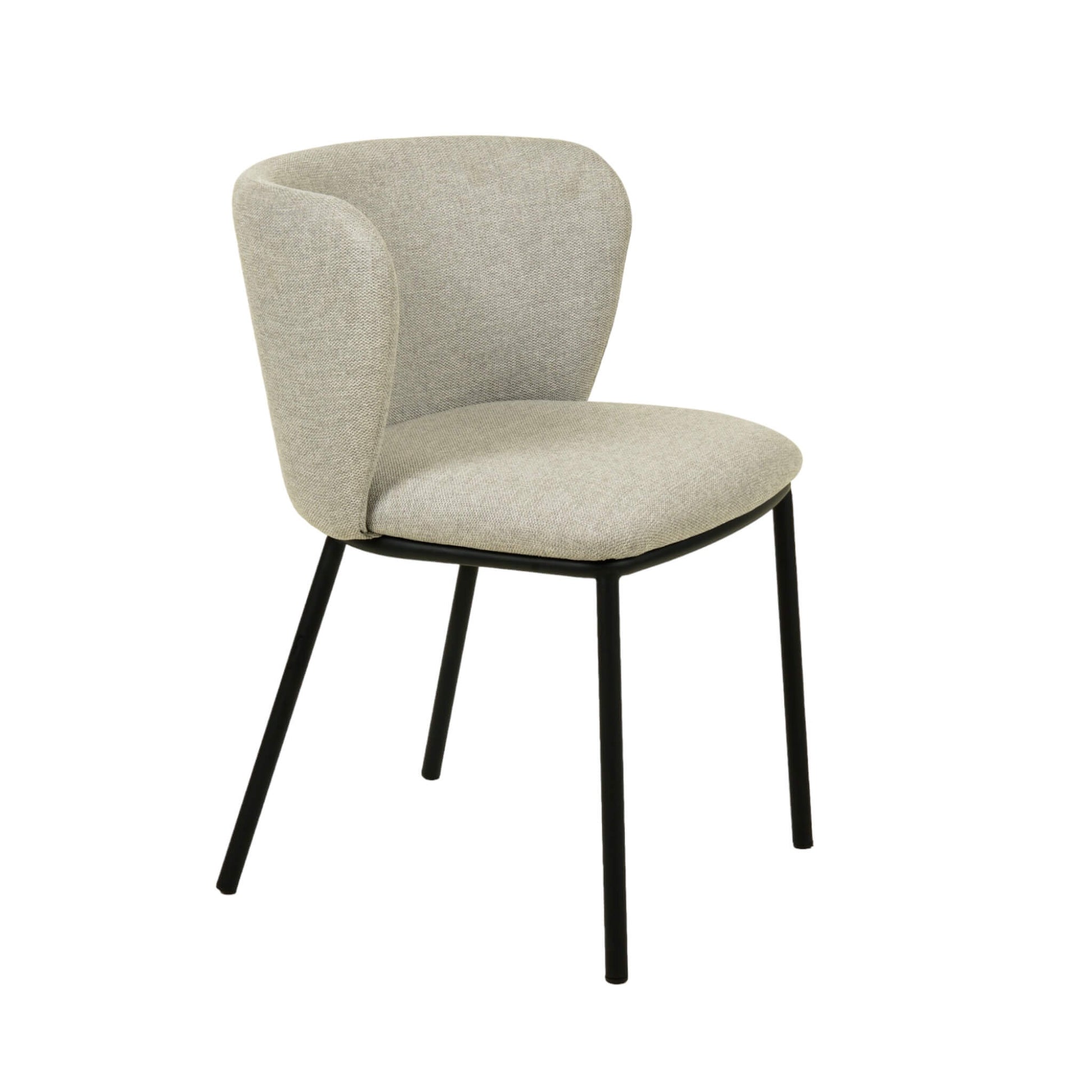 Marli | Grey Modern Metal Fabric Dining Chairs | Set of 2 | White
