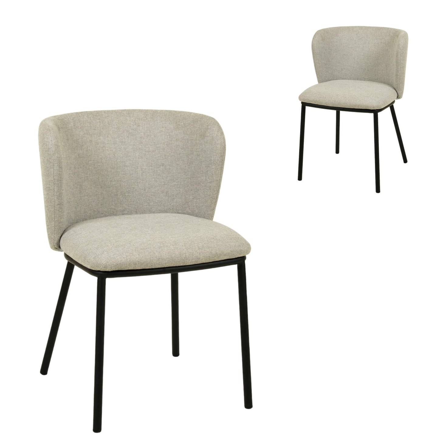 Marli | Grey Modern Metal Fabric Dining Chairs | Set of 2 | White