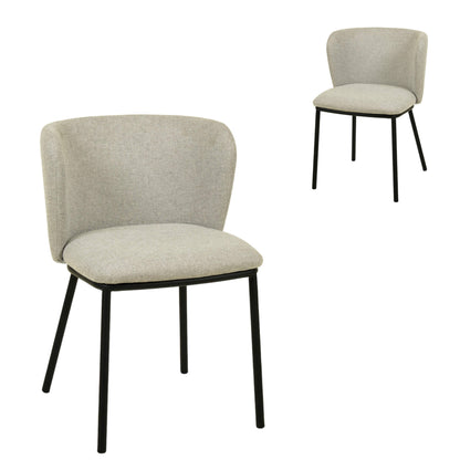 Marli | Grey Modern Metal Fabric Dining Chairs | Set of 2 | White