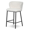 Marli | Modern Metal White Rabbit Fabric Bar Stools | Set Of 2