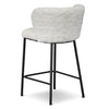 Marli | Modern Metal White Rabbit Fabric Bar Stools | Set Of 2