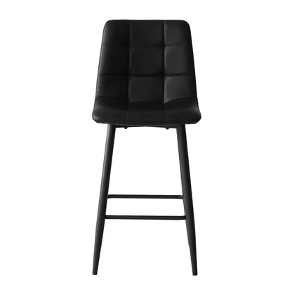 Maryland | Metal Modern PU Leather Bar Stools | Set Of 2 | Black