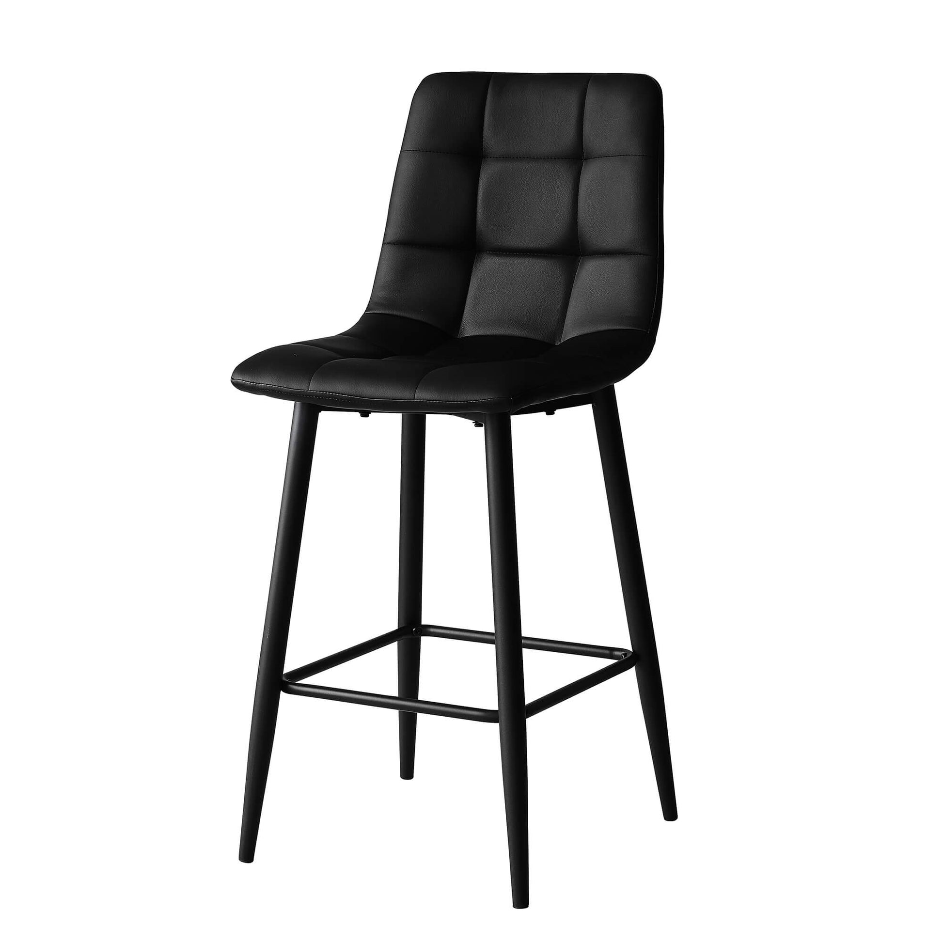 Maryland | Metal Modern PU Leather Bar Stools | Set Of 2 | Black