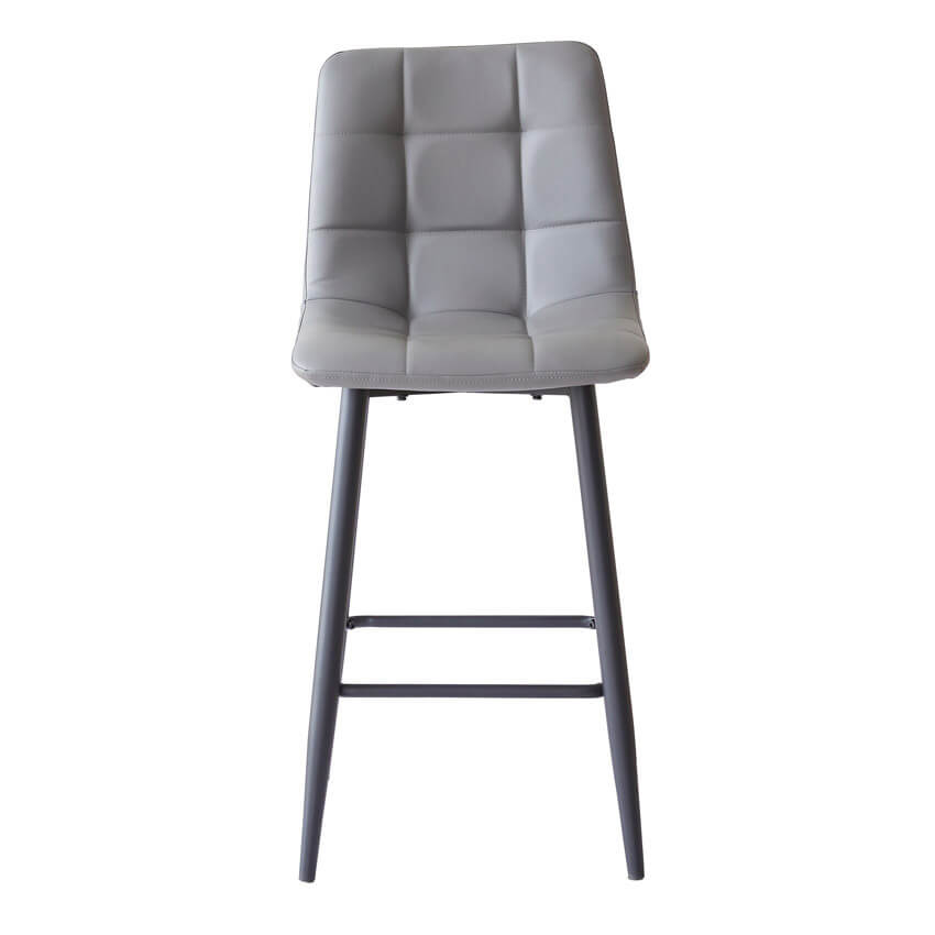 Maryland | Metal Modern PU Leather Bar Stools | Set Of 2 | Grey