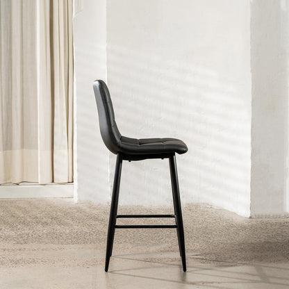 Maryland | Metal Modern PU Leather Bar Stools | Set Of 2 | Black
