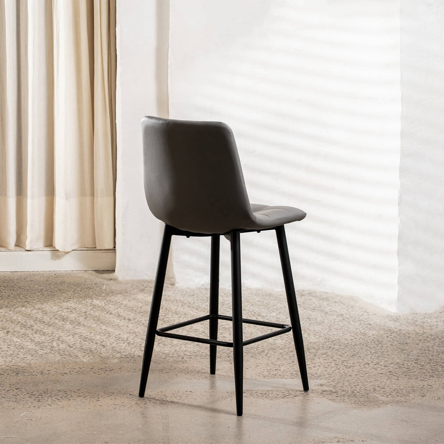 Maryland | Metal Modern PU Leather Bar Stools | Set Of 2 | Grey