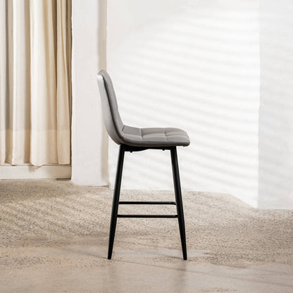 Maryland | Metal Modern PU Leather Bar Stools | Set Of 2 | Grey