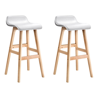 Maryvale | White & Black PU Leather Wooden Bar Stools | Set Of 2 | White
