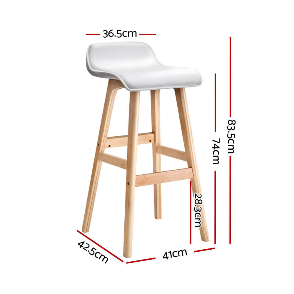 Maryvale | White & Black PU Leather Wooden Bar Stools | Set Of 2 | White