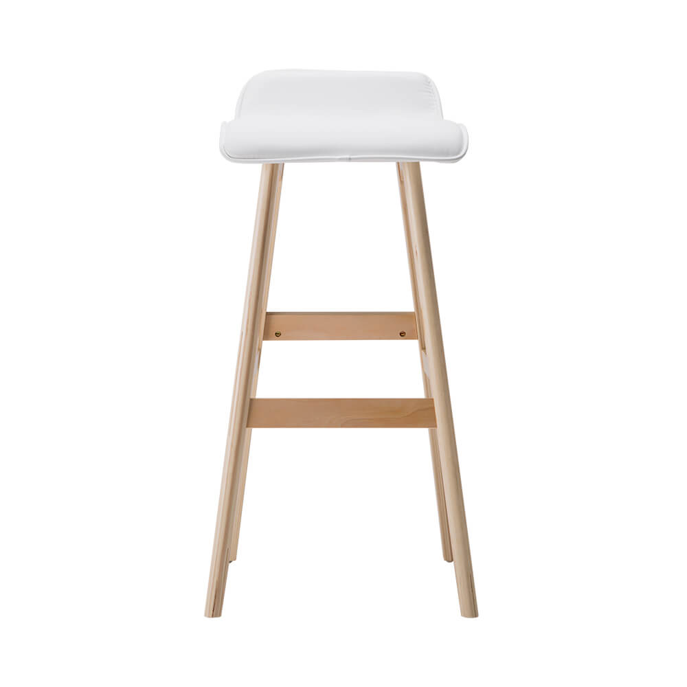 Maryvale | White & Black PU Leather Wooden Bar Stools | Set Of 2 | White