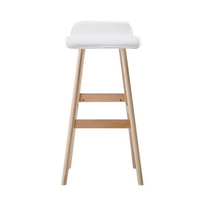 Maryvale | White & Black PU Leather Wooden Bar Stools | Set Of 2 | White