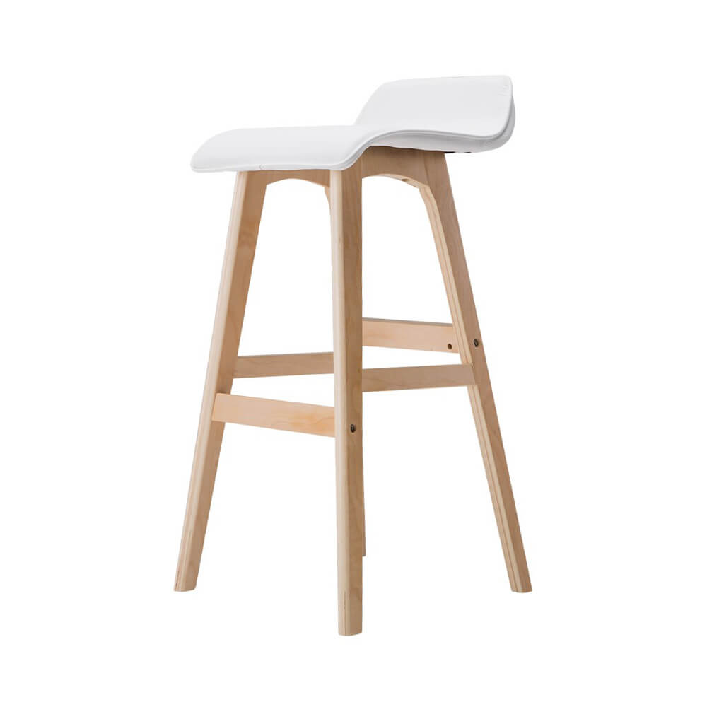 Maryvale | White & Black PU Leather Wooden Bar Stools | Set Of 2 | White