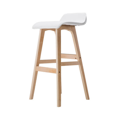 Maryvale | White & Black PU Leather Wooden Bar Stools | Set Of 2 | White