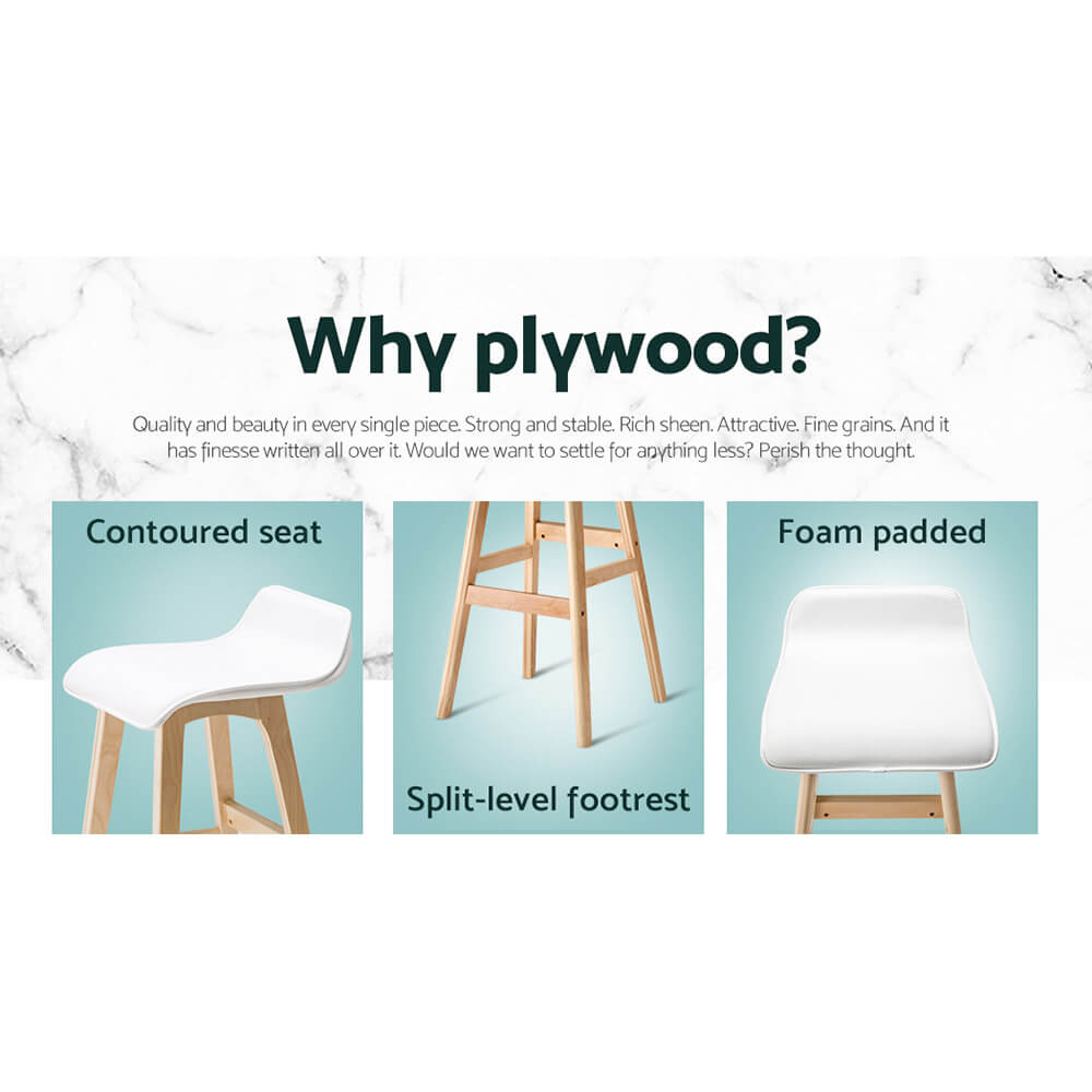 Maryvale | White & Black PU Leather Wooden Bar Stools | Set Of 2 | White