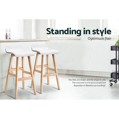 Maryvale | White & Black PU Leather Wooden Bar Stools | Set Of 2 | White