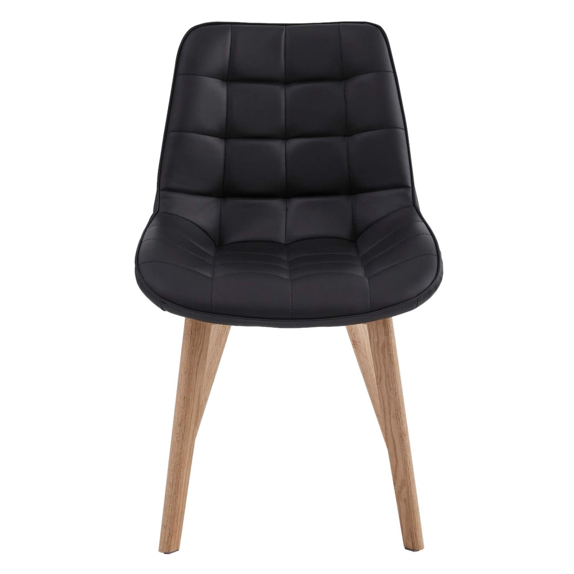Maverick | Modern PU Leather Fabric Natural Wooden Dining Chairs | Set Of 2 | Black
