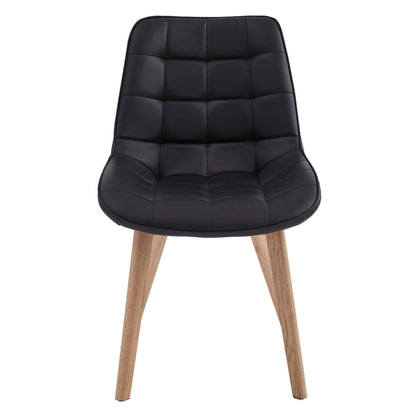 Maverick | Modern PU Leather Fabric Natural Wooden Dining Chairs | Set Of 2 | Black