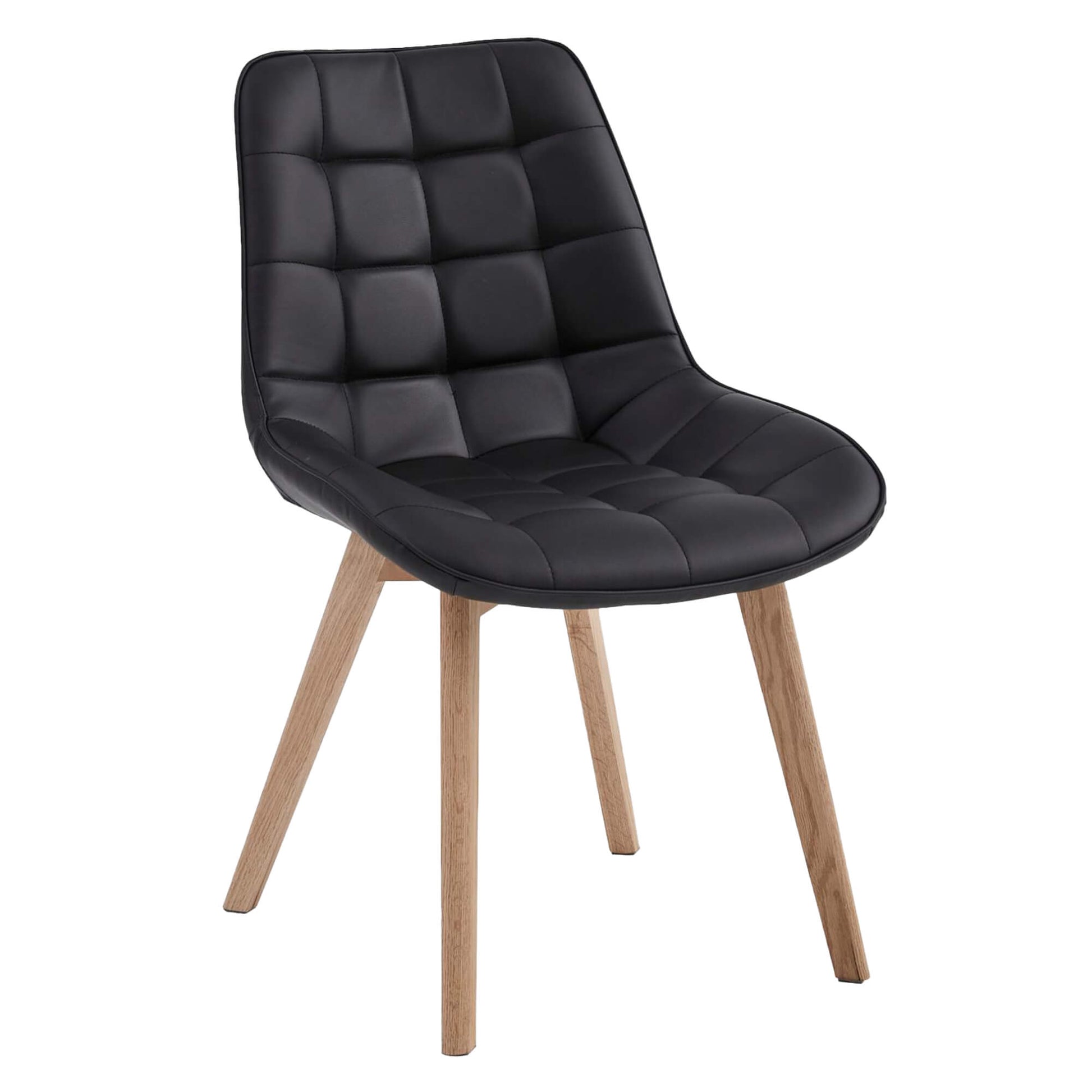Maverick | Modern PU Leather Fabric Natural Wooden Dining Chairs | Set Of 2 | Black