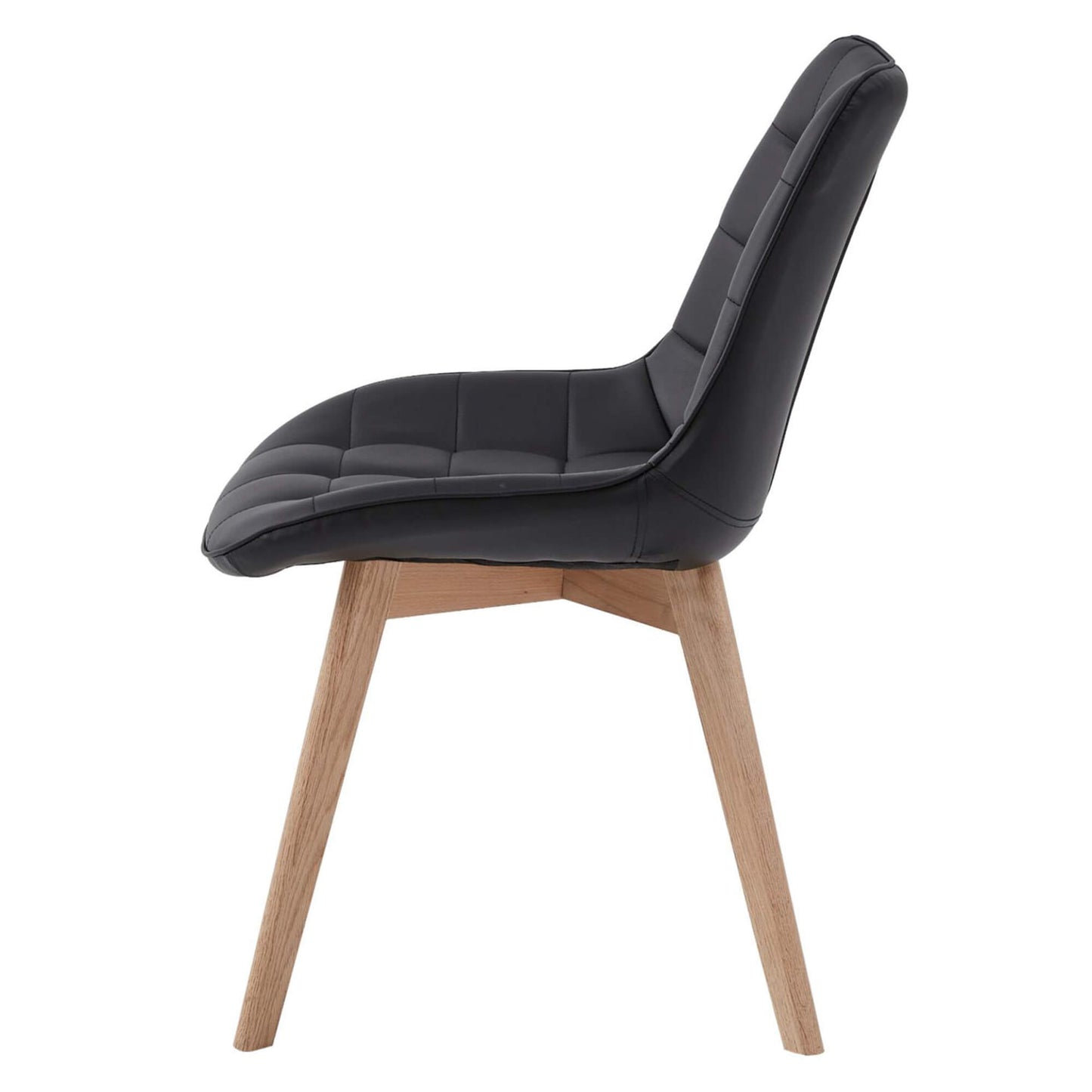Maverick | Modern PU Leather Fabric Natural Wooden Dining Chairs | Set Of 2 | Black