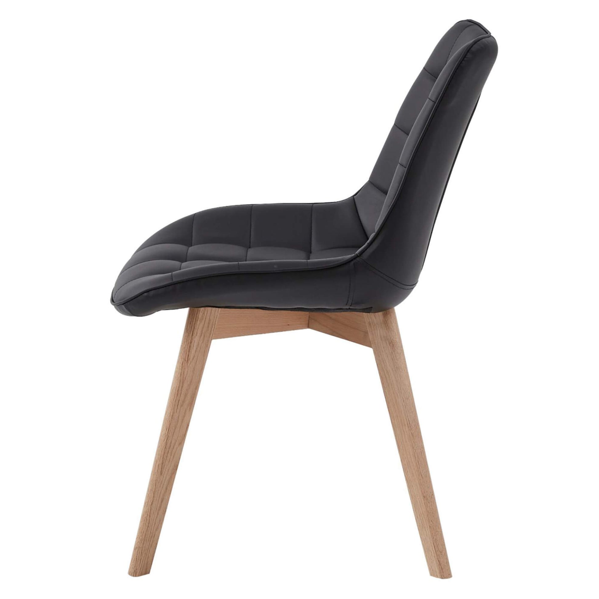 Maverick | Modern PU Leather Fabric Natural Wooden Dining Chairs | Set Of 2 | Black