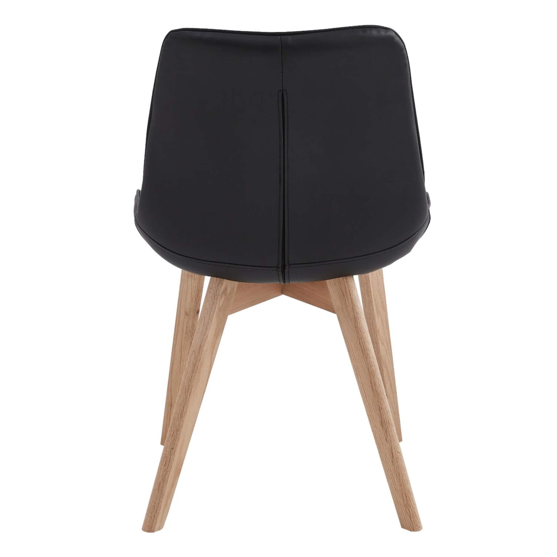 Maverick | Modern PU Leather Fabric Natural Wooden Dining Chairs | Set Of 2 | Black