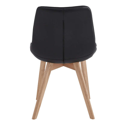 Maverick | Modern PU Leather Fabric Natural Wooden Dining Chairs | Set Of 2 | Black