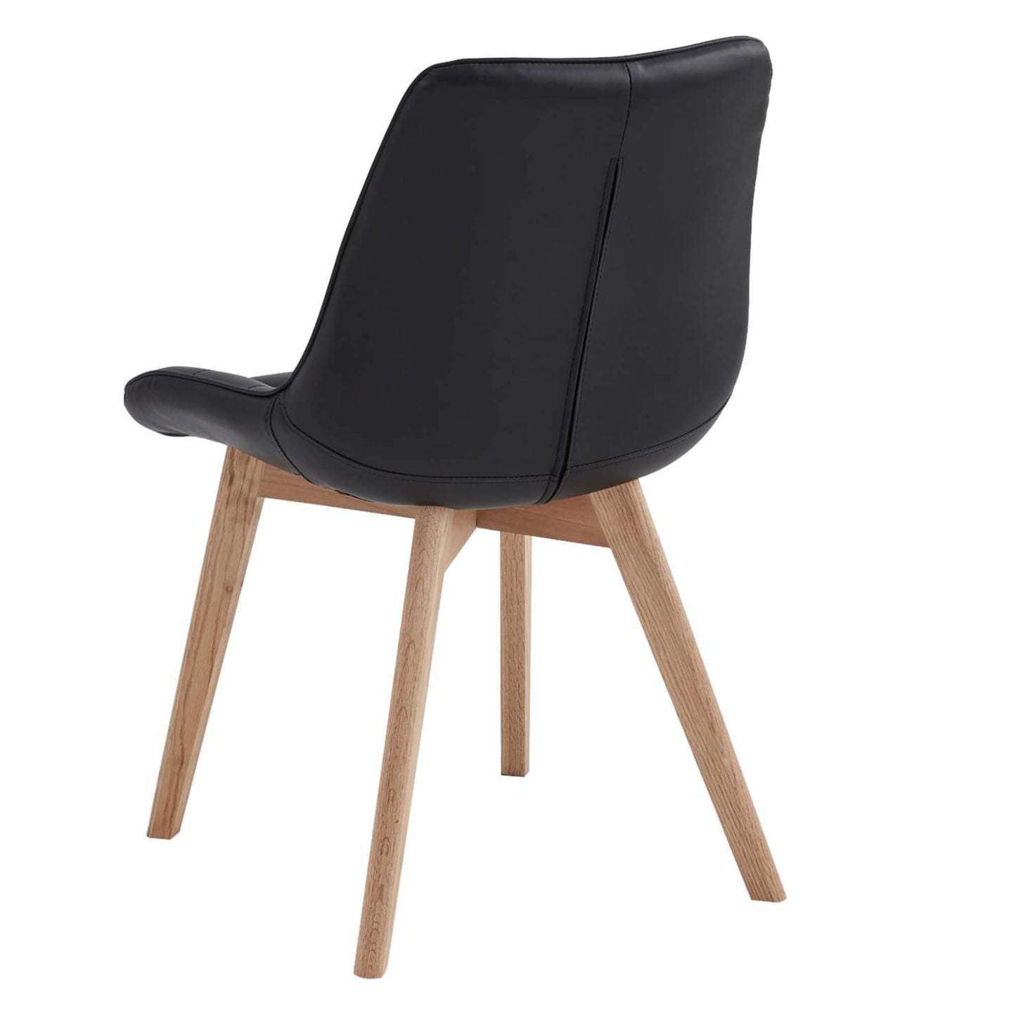 Maverick | Modern PU Leather Fabric Natural Wooden Dining Chairs | Set Of 2 | Black