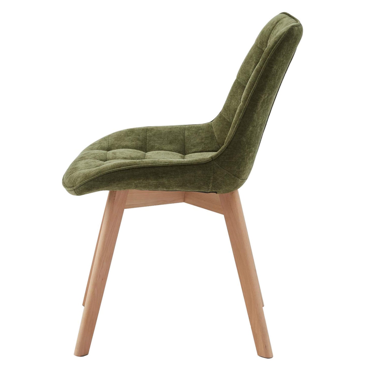 Maverick | Modern PU Leather Fabric Natural Wooden Dining Chairs | Set Of 2 | Green