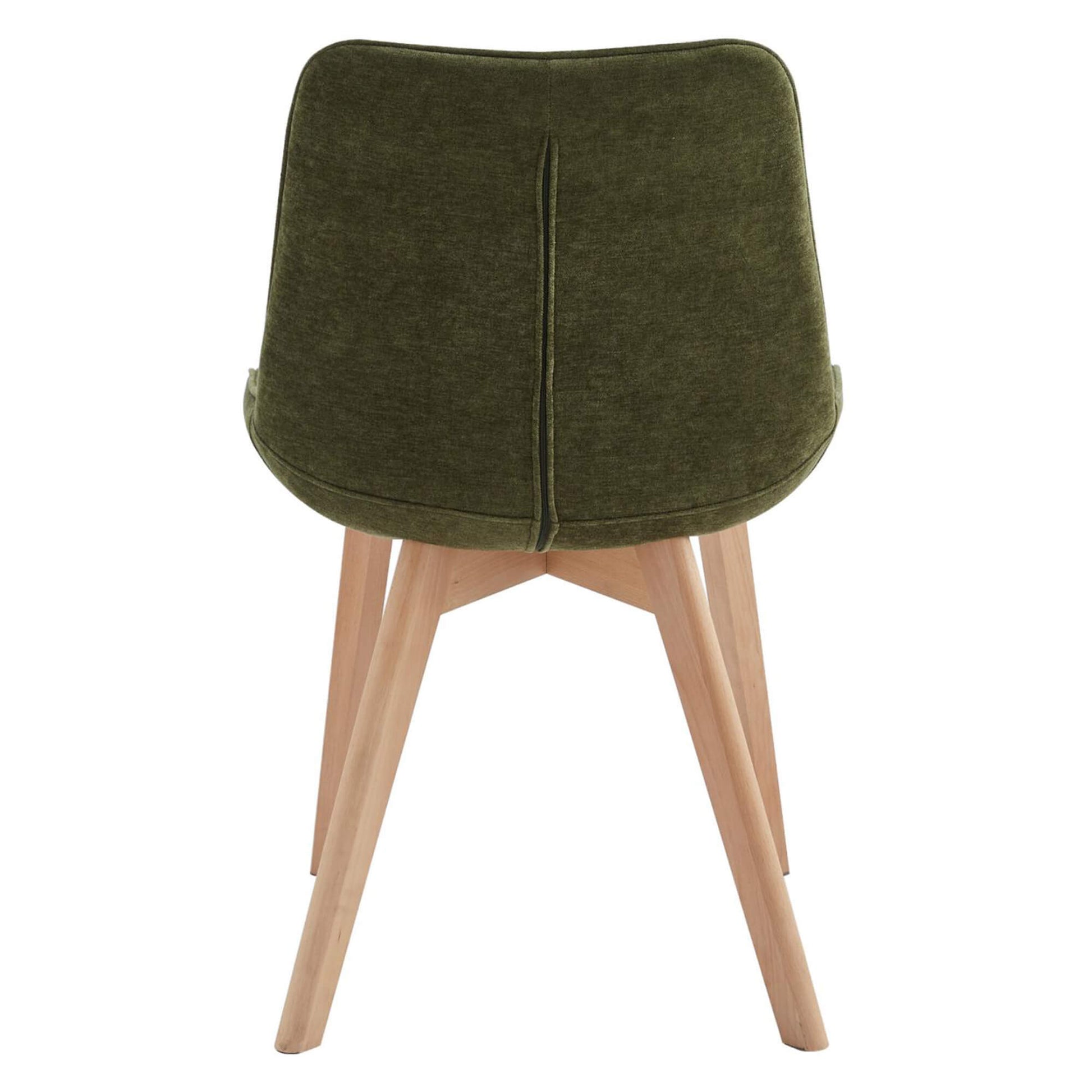 Maverick | Modern PU Leather Fabric Natural Wooden Dining Chairs | Set Of 2 | Green