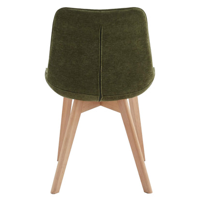 Maverick | Modern PU Leather Fabric Natural Wooden Dining Chairs | Set Of 2 | Green