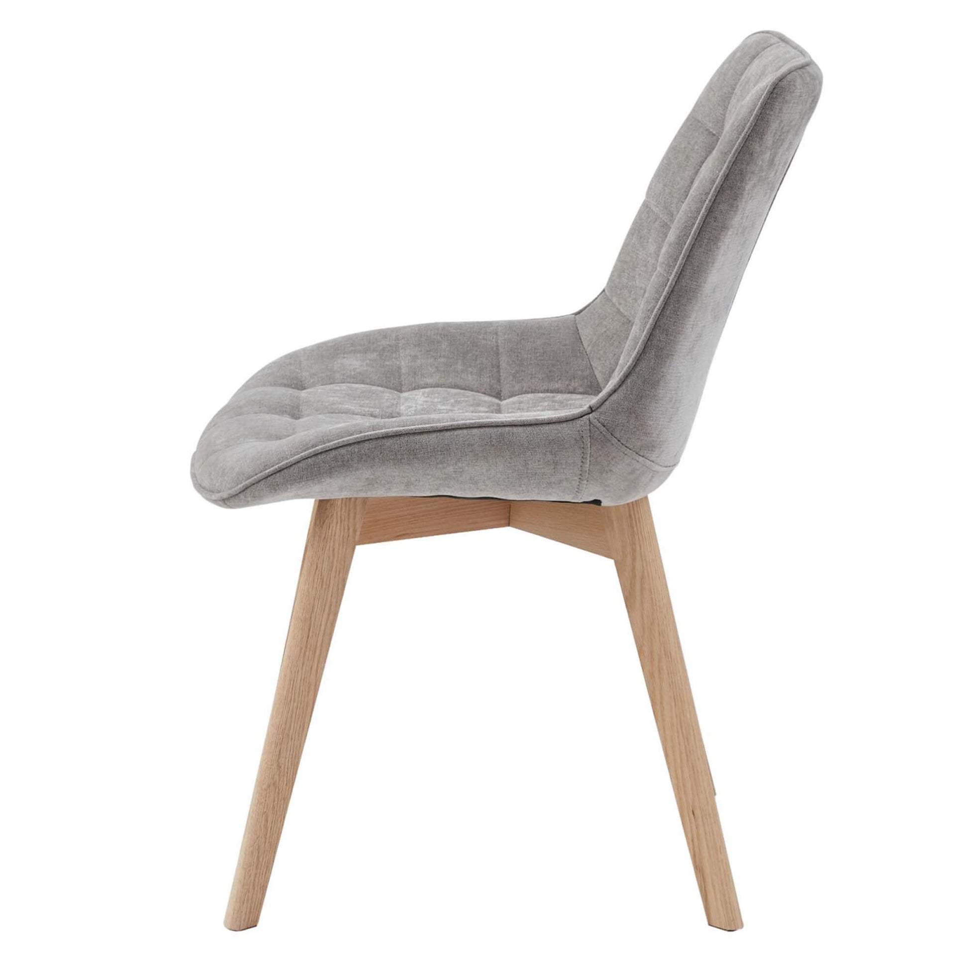 Maverick | Modern PU Leather Fabric Natural Wooden Dining Chairs | Set Of 2 | Light Grey