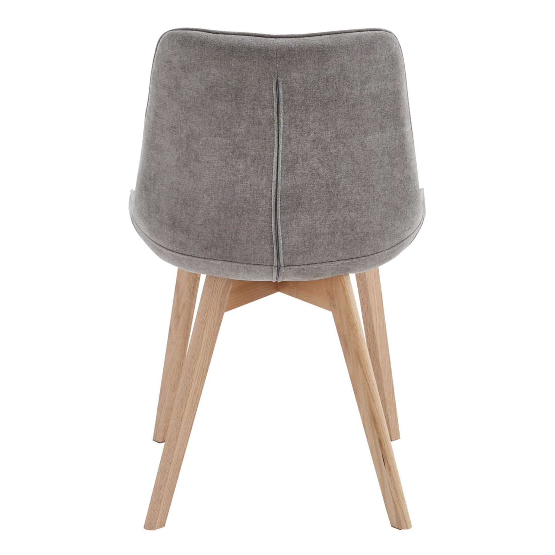 Maverick | Modern PU Leather Fabric Natural Wooden Dining Chairs | Set Of 2 | Light Grey