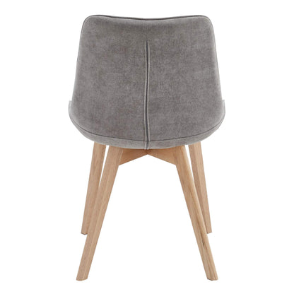 Maverick | Modern PU Leather Fabric Natural Wooden Dining Chairs | Set Of 2 | Light Grey