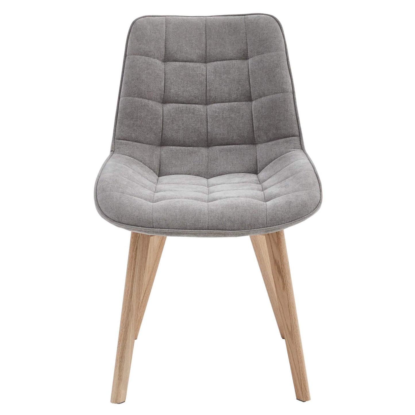 Maverick | Modern PU Leather Fabric Natural Wooden Dining Chairs | Set Of 2 | Light Grey